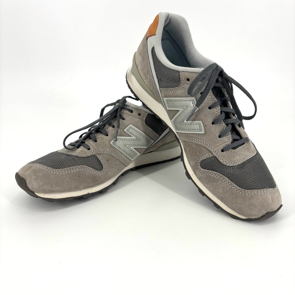 New Balance 996 Beige, Grey and Orange  Lace-Up Sneakers, 10